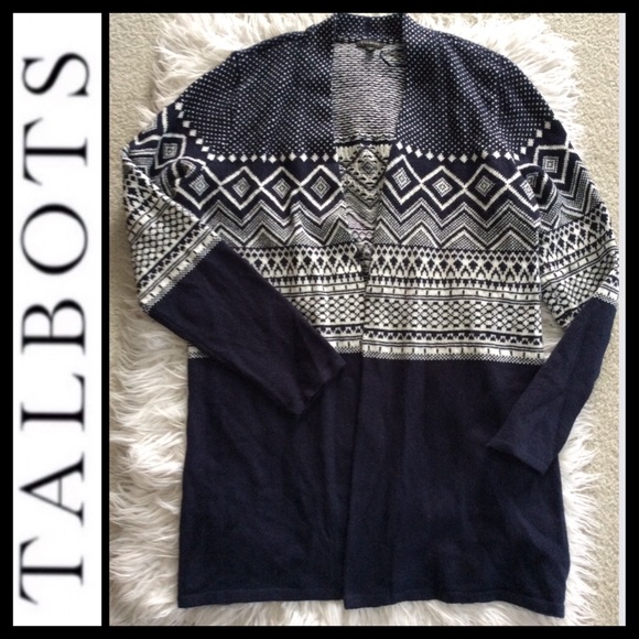 Talbots Fair Isle Open Front Cardigan - Picture 3 of 6